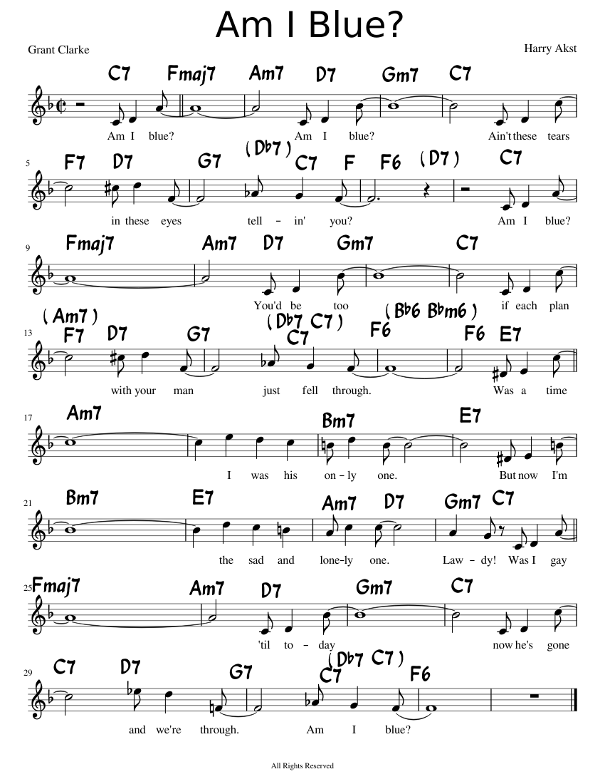 Am I Blue? Sheet music for Piano | Download free in PDF or MIDI