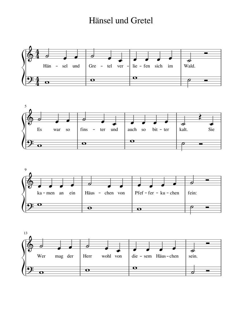 Sheet Music Hansel Und Gretel