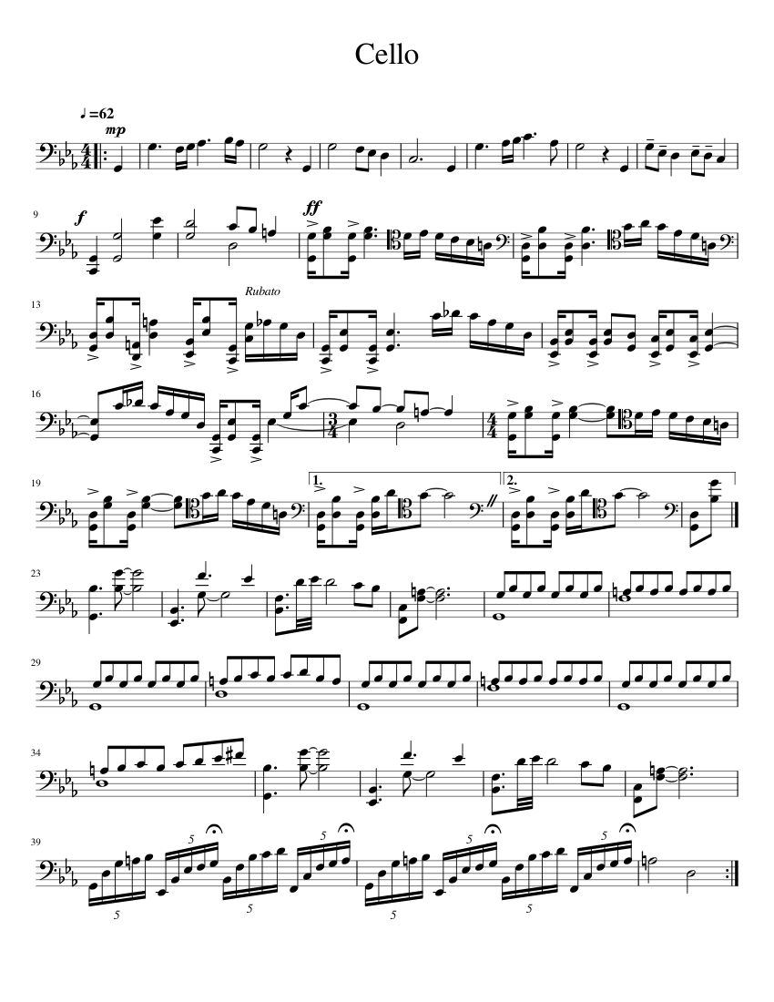 Cello Suite No. 1 Sheet music for Cello | Download free in PDF or MIDI