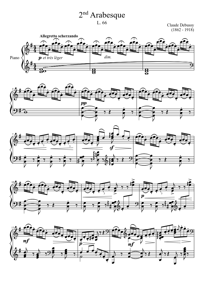 2nd Arabesque sheet music download free in PDF or MIDI