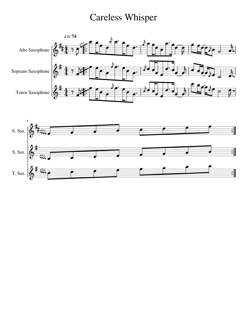 Careless Whisper Sheet music for Saxophone (Alto), Saxophone (Tenor), Saxophone (Soprano ...