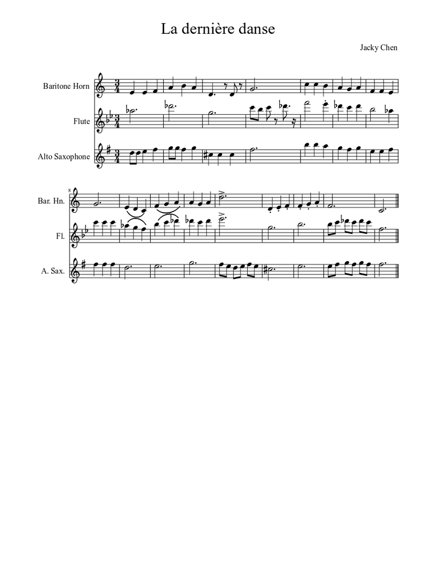 La dernière danse Sheet music for Flute (Solo)