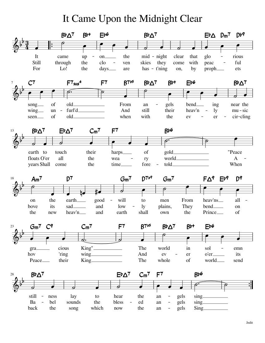 It Came Upon the Midnight Clear Sheet music for Piano (Solo