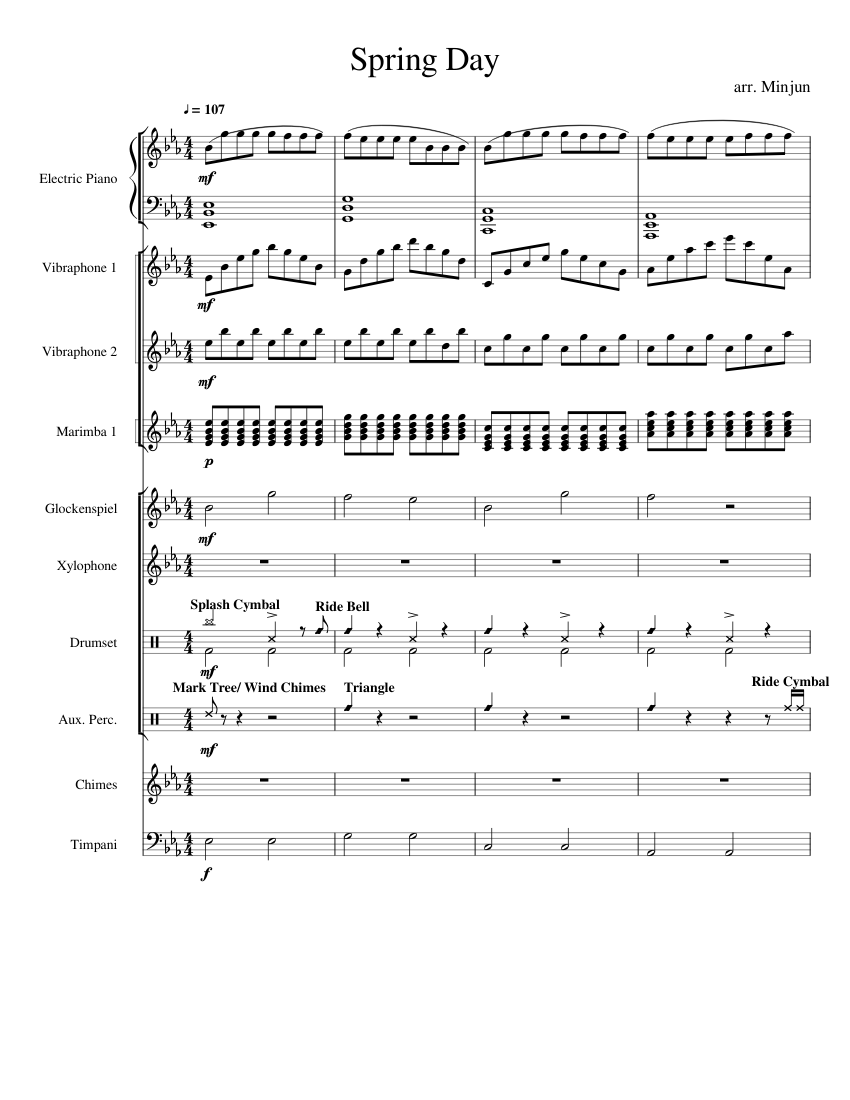 Spring Day (봄날) Sheet music for Drum Group, Timpani ...