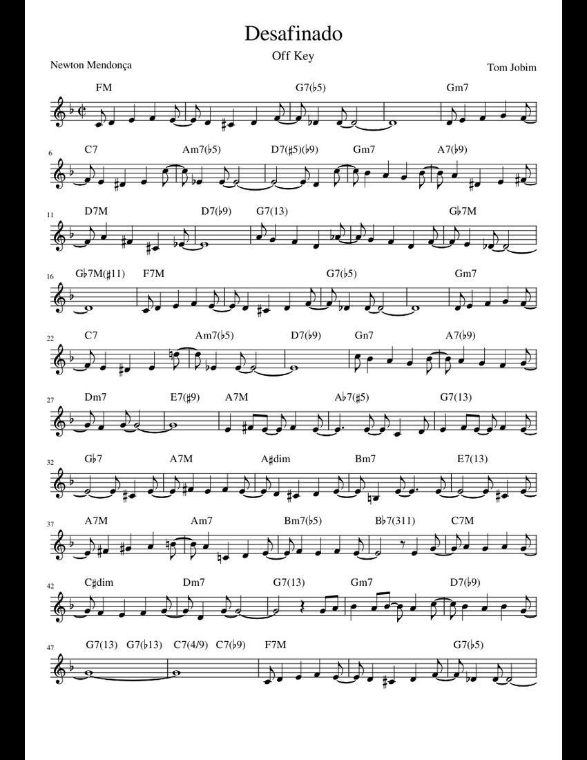 Desafinado sheet music for Piano download free in PDF or MIDI