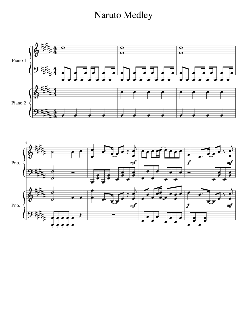 Naruto Medley Sheet music for Piano Download free in PDF or MIDI