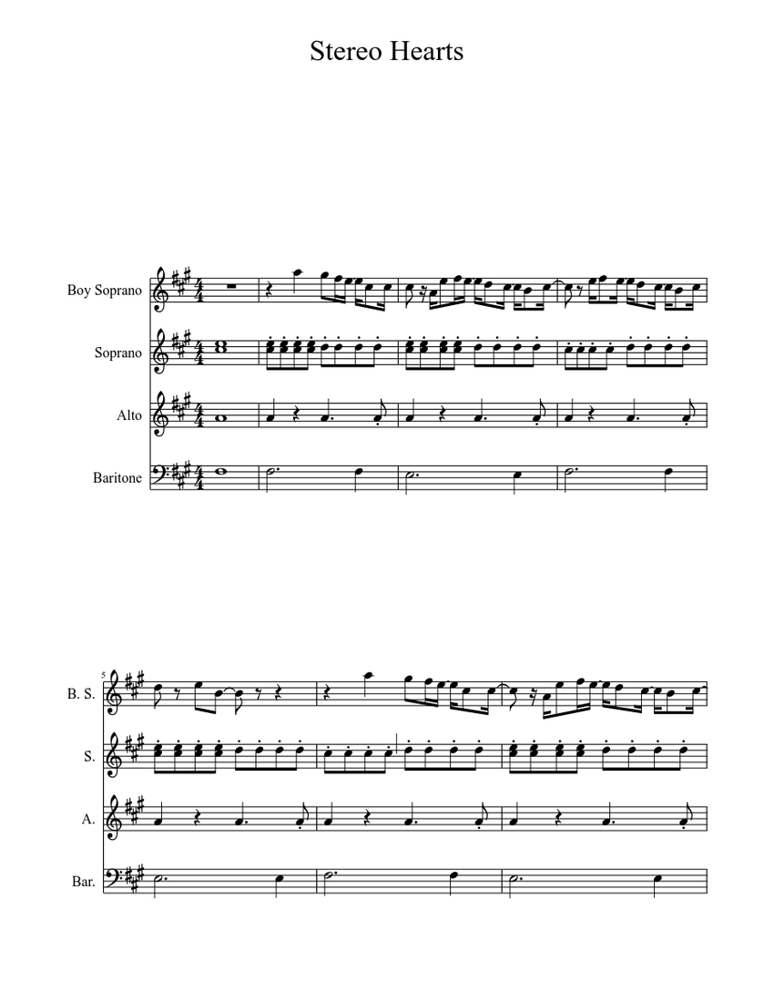 Stereo Hearts Sheet music | Download free in PDF or MIDI | Musescore.com