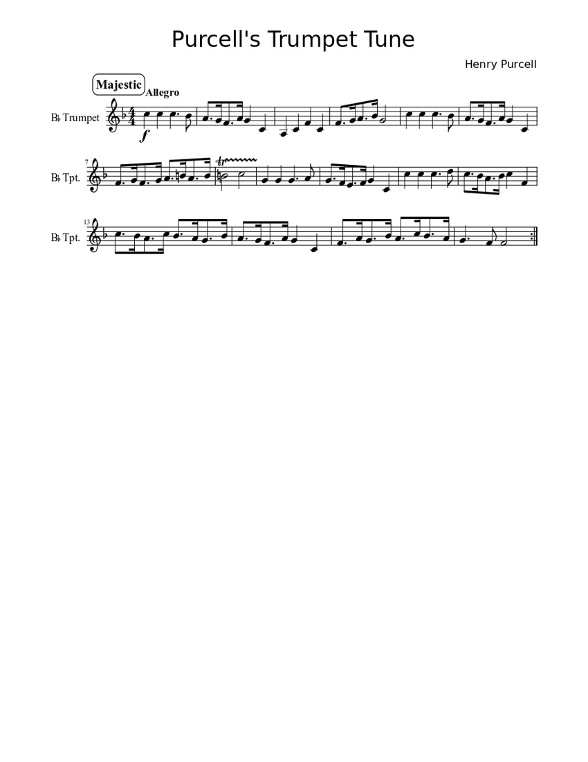 Purcell's Trumpet Tune Sheet music | Download free in PDF or MIDI ...