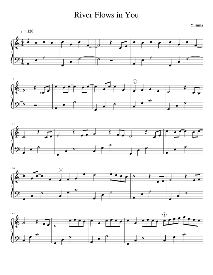 River Flows in You sheet music for Piano download free in PDF or MIDI