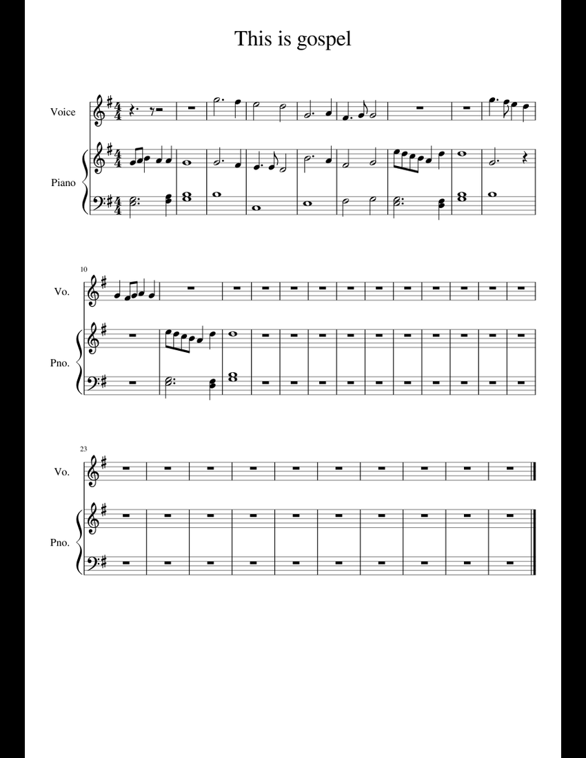 This is gospel sheet music for Piano, Voice download free in PDF or MIDI