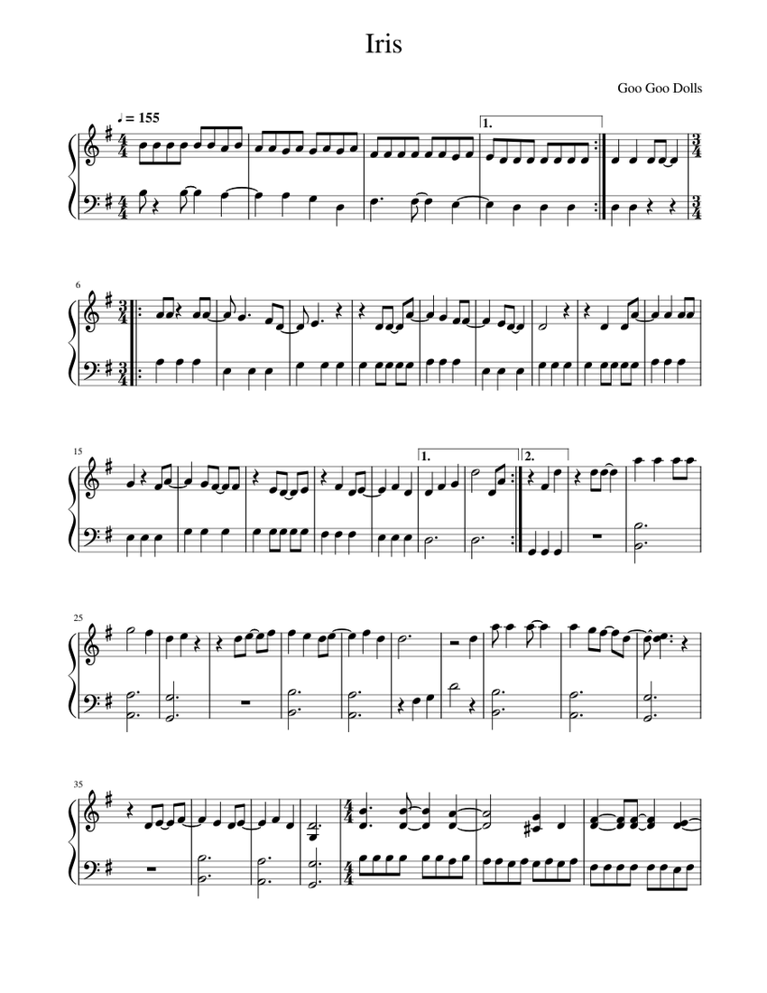 Iris Sheet music for Piano (Solo) | Musescore.com
