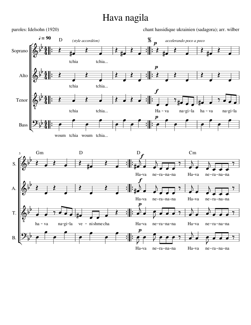 Hava nagila sheet music for Voice download free in PDF or MIDI