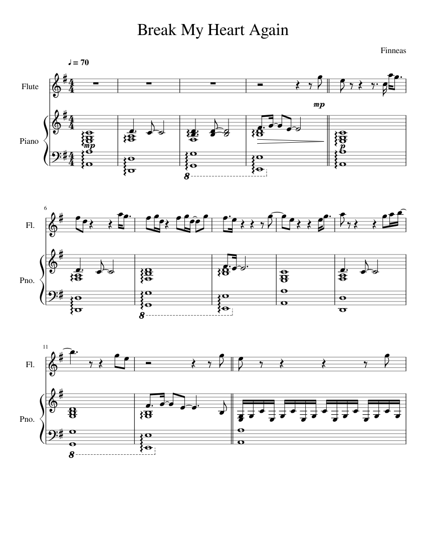 Break My Heart Again Sheet music for Piano, Flute (Solo) | Musescore.com