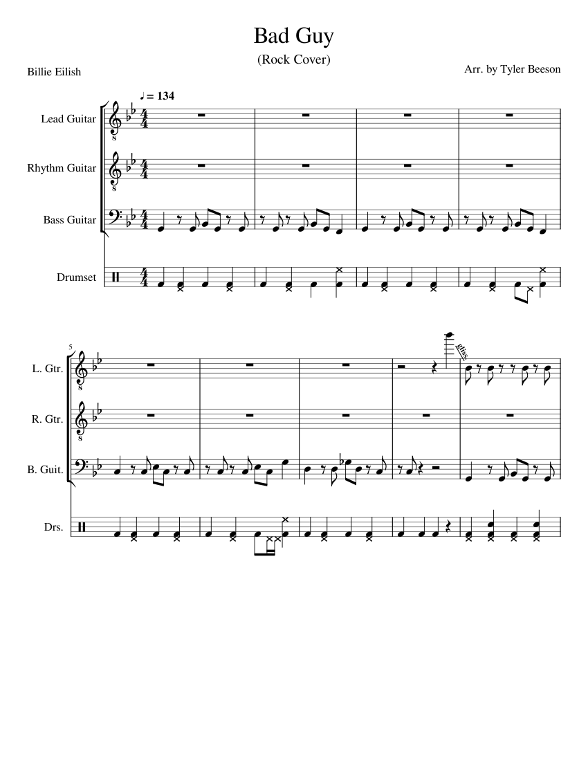 Billie Eilish Bad Guy Bass Tab