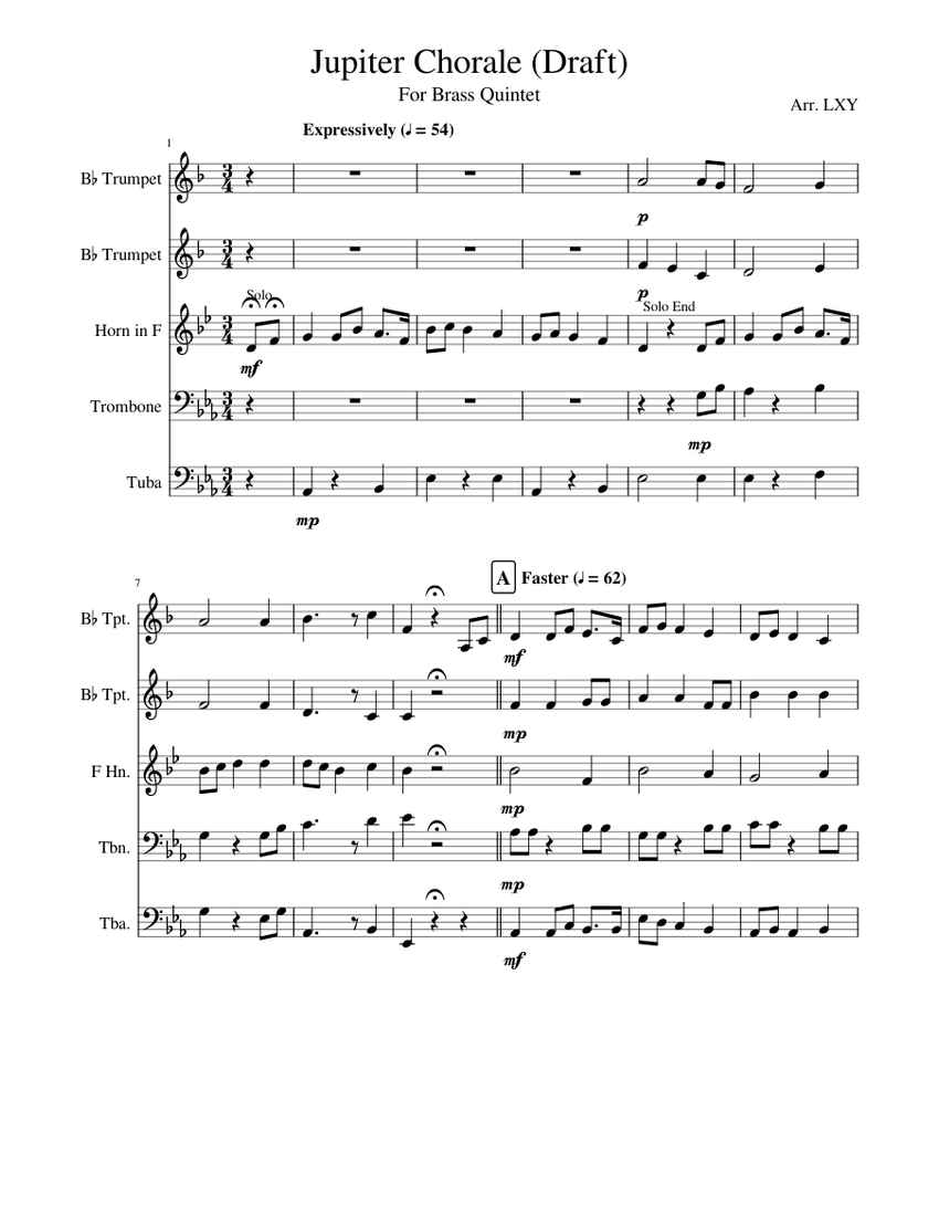 Jupiter From "The Sheet music for Trumpet, French Horn