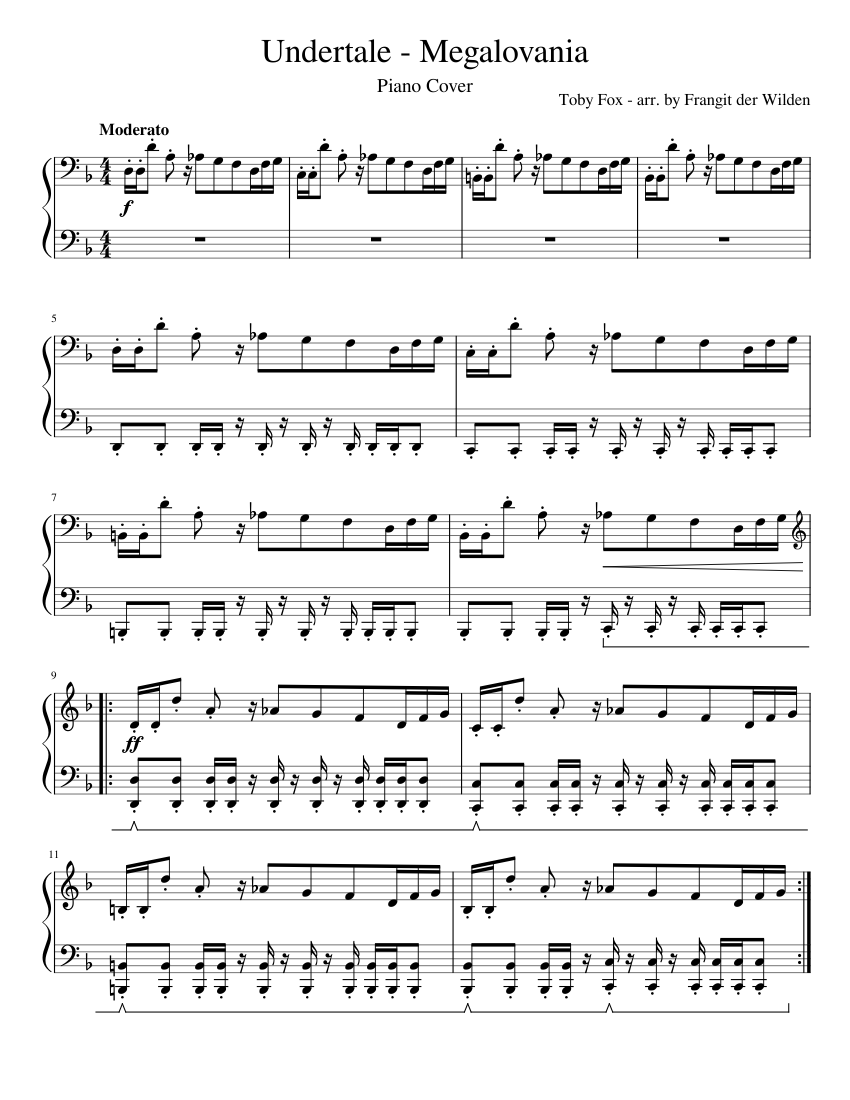 Megalovania Piano Sheet Music Printable - Printable Word Searches