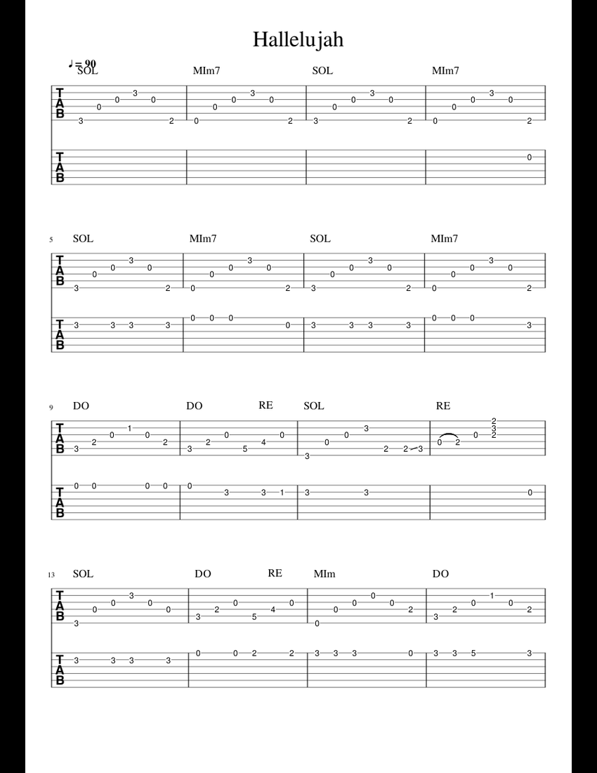 Hallelujah sheet music for Guitar download free in PDF or MIDI