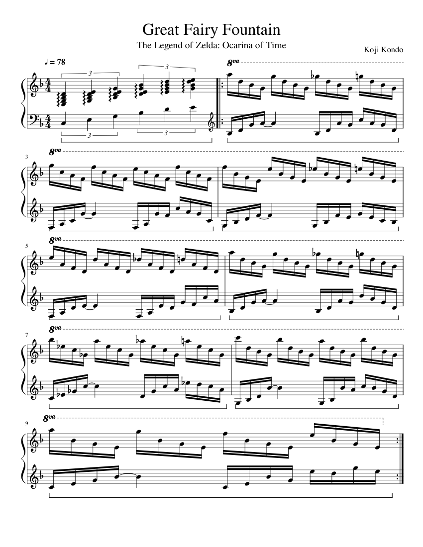 Great Fairy Fountain sheet music for Piano download free in PDF or MIDI