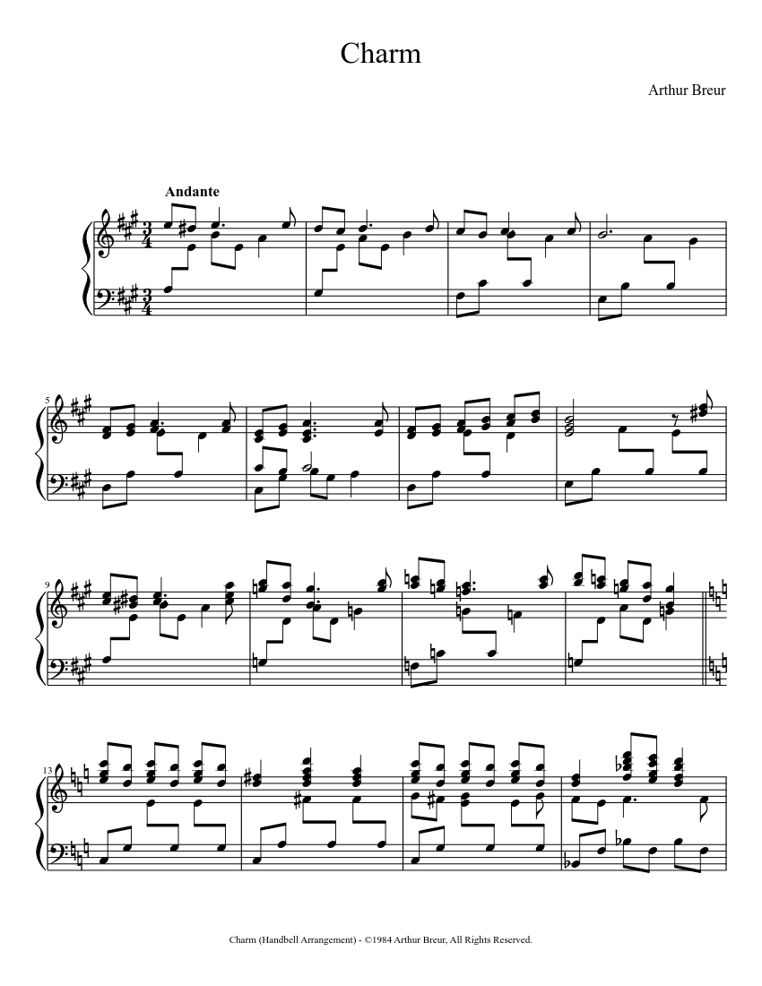 Charm - Hand Bell Arrangement sheet music download free in PDF or MIDI