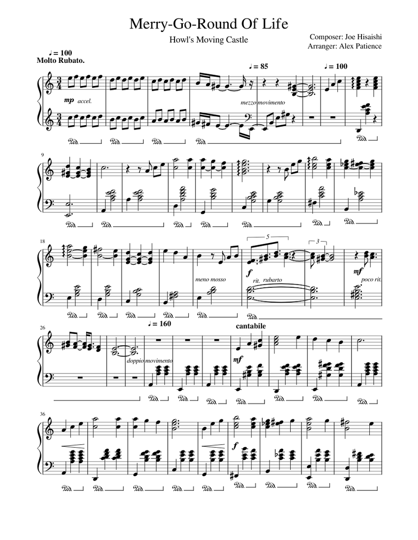 Merry Go Round Of Life CKEY Sheet music for Piano | Download free in