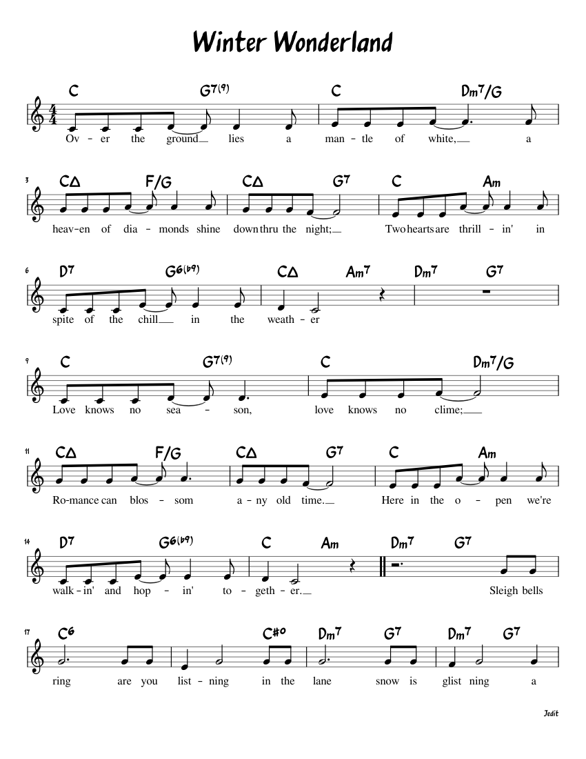 Winter Wonderland Sheet music for Piano | Download free in PDF or MIDI