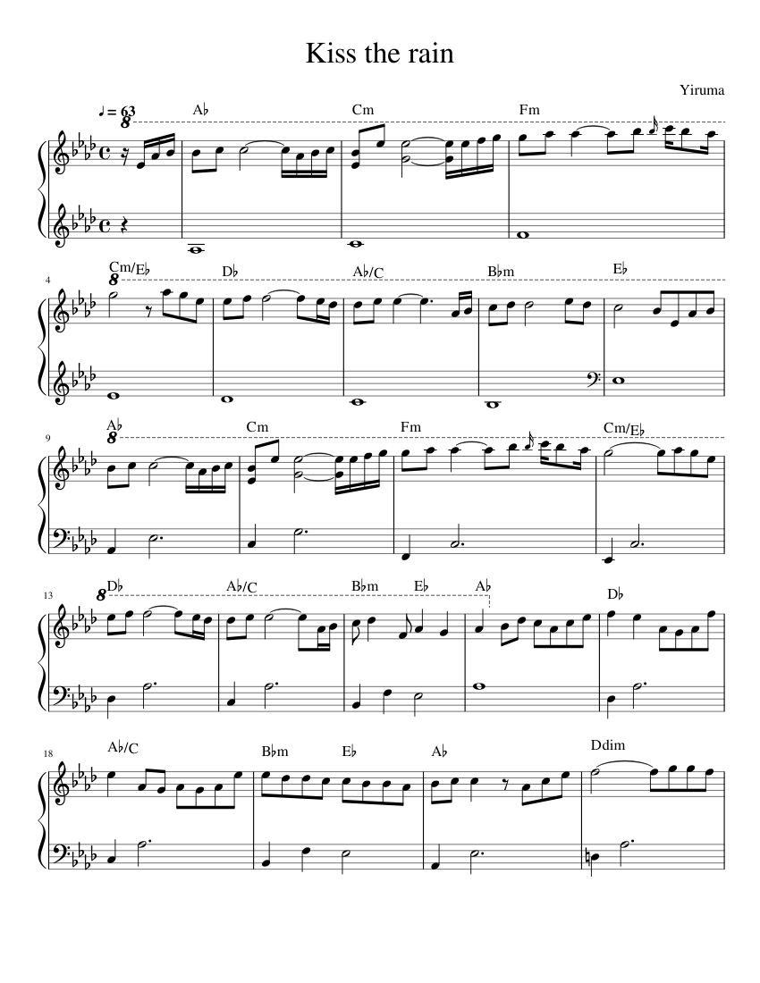 Kiss The Rain Easy Piano Sheet Music Pdf : Kiss the rain - Yiruma - simple sheet music for Piano download free in PDF or MIDI / All copyright materials belong to their respective owners.