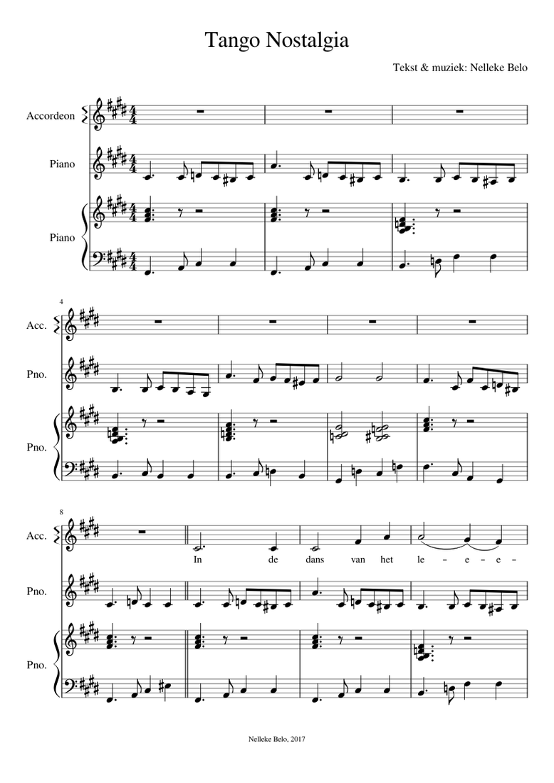 Tango Nostalgia Sheet music for Piano, Accordion (Mixed Trio