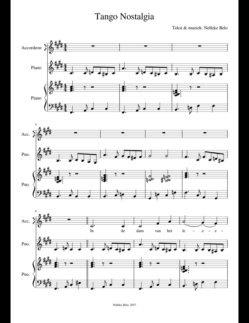 Tango Nostalgia sheet music for Piano, Accordion download free in PDF