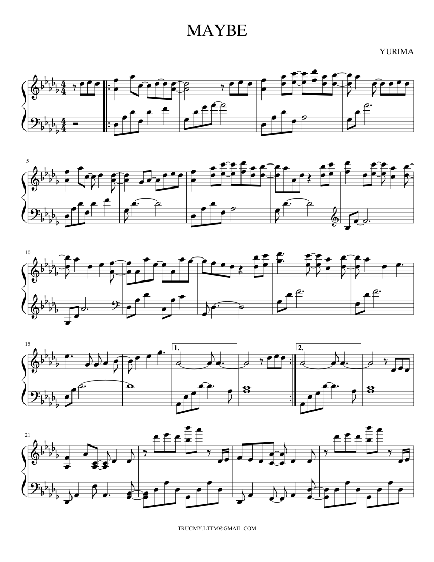 MAYBE YIRUMA sheet music for Piano download free in PDF or MIDI