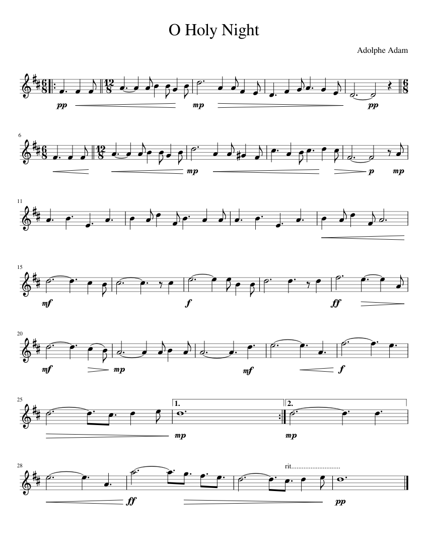 O Holy Night Sheet music for Violin - Score 0 @850x1100