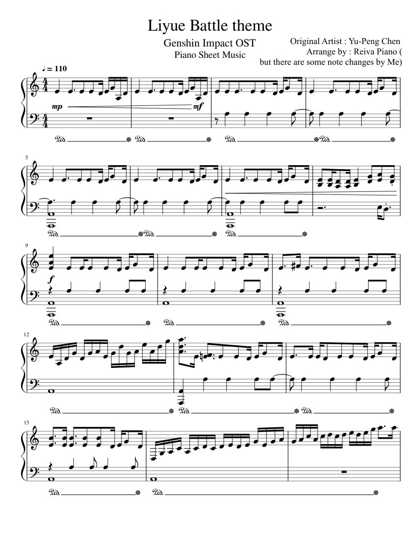 Genshin_Impact_Battle_theme Sheet music for Piano (Solo) | Musescore.com