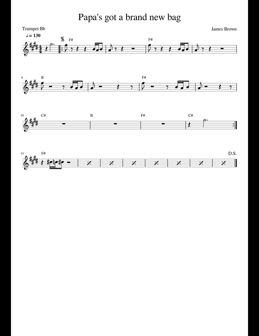 Papa&#39;s got a brand new bag sheet music for Trumpet download free in PDF or MIDI