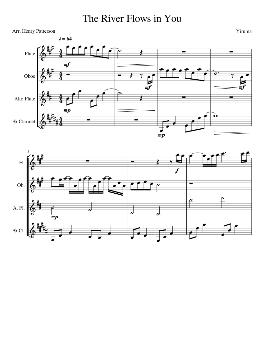 The River Flows in You Sheet music for Flute, Clarinet (In B Flat