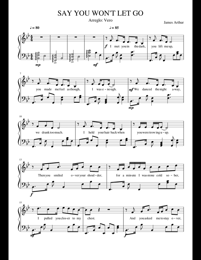SAY YOU WON T LET GO sheet music for Piano download free in PDF or MIDI