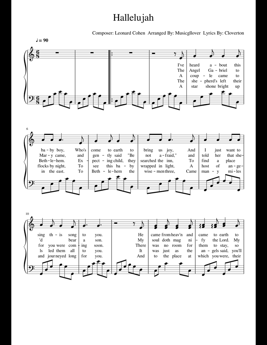 Hallelujah Sheet Music For Piano Download Free In Pdf Or Midi
