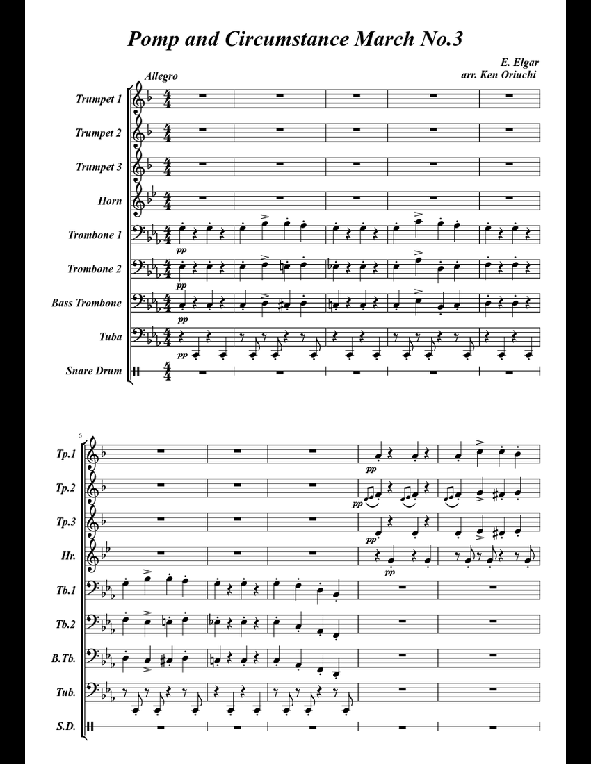 pomp and circumstance no.3 sheet music download free in PDF or MIDI