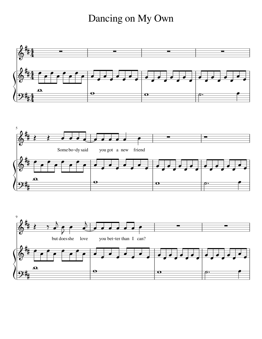 Dancing on My Own sheet music for Piano, Voice download free in PDF or MIDI