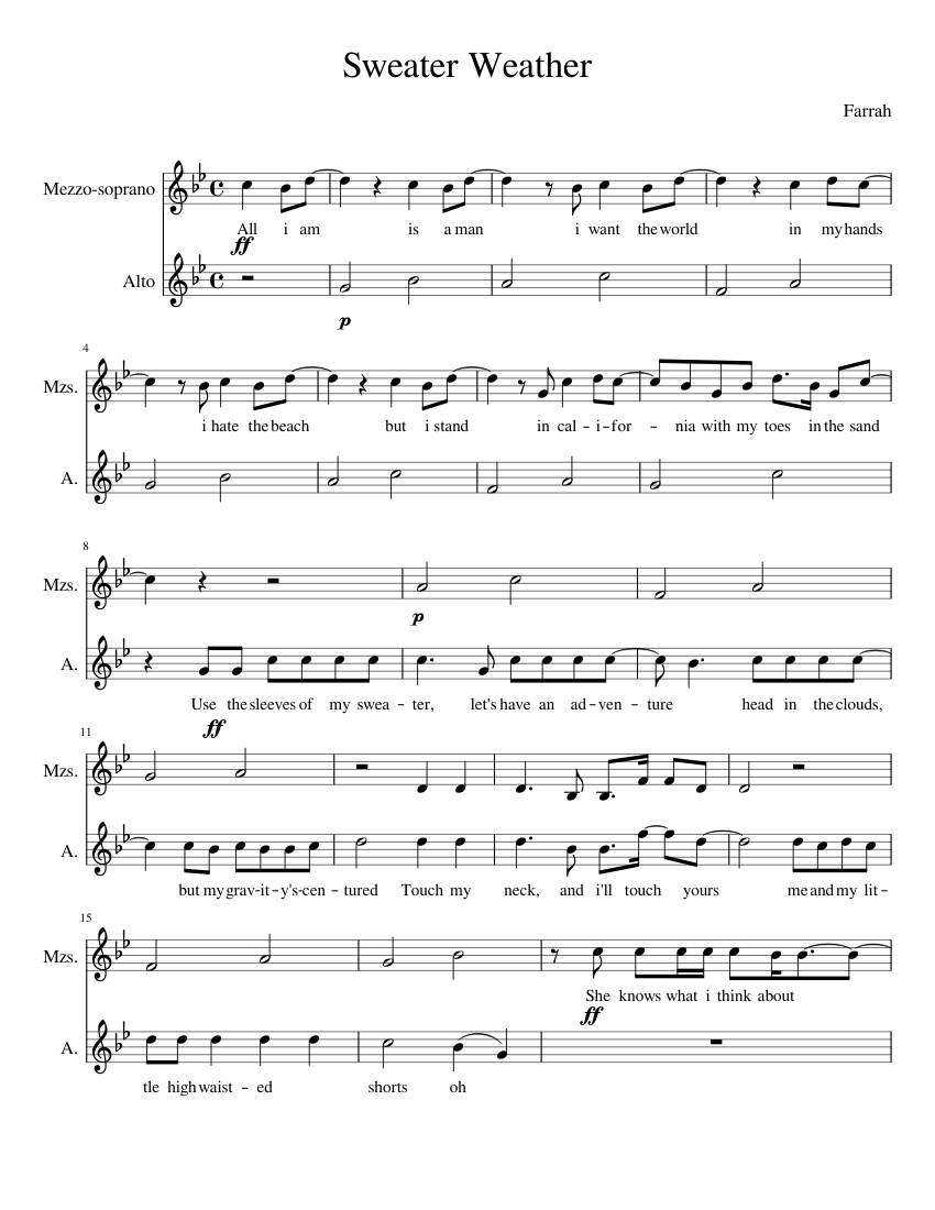 Sweater Weather Sheet music for Voice Download free in PDF or MIDI