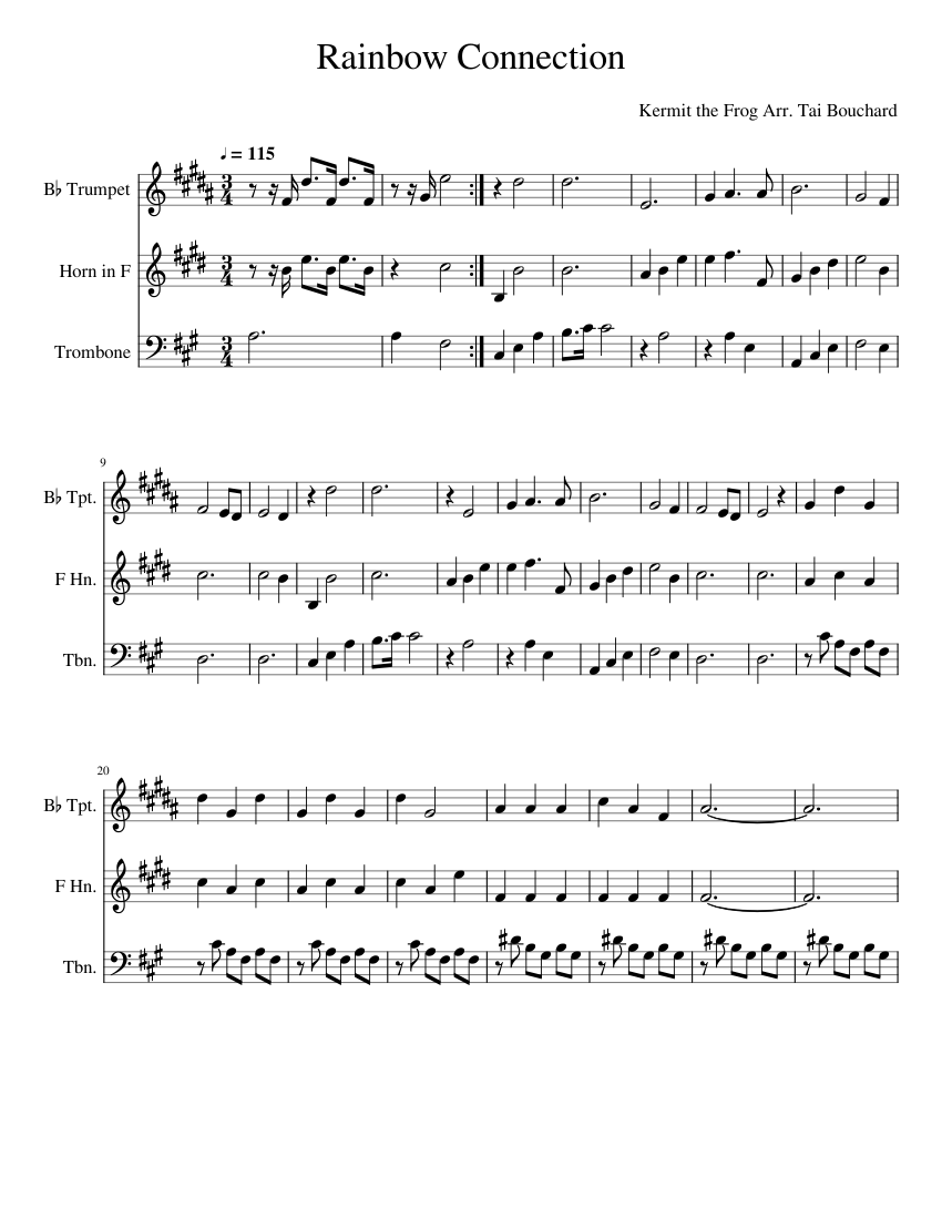 Rainbow Connection Sheet Music For Trumpet In B Flat Trombone rainbow-connection-sheet-music-for-trumpet-in-b-flat-trombone