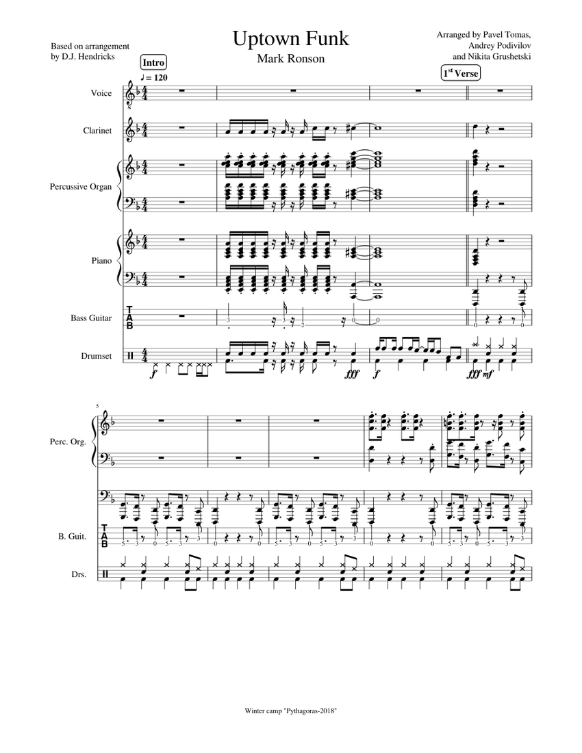 Uptown Funk Sheet music for Piano, Voice, Organ Download