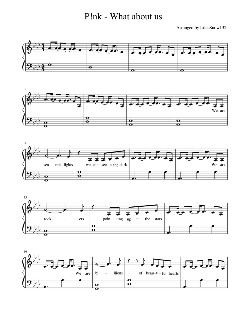 What About Us Sheet music for Piano | Download free in PDF or MIDI
