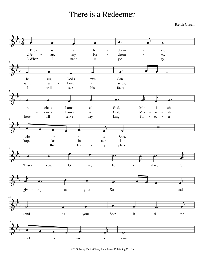 There is a Redeemer sheet music for Piano download free in PDF or MIDI