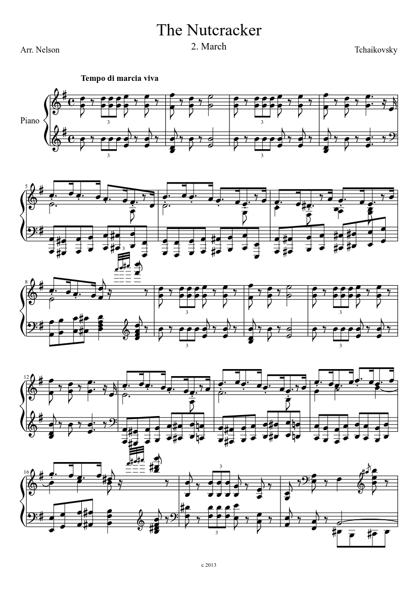 The Nutcracker march for Piano sheet music download free in PDF or MIDI