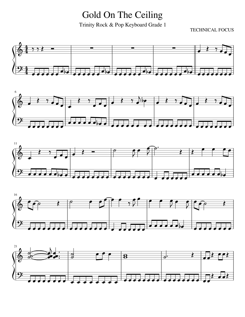 Gold On The Ceiling Sheet music for Piano (Solo