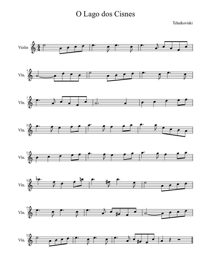 O Lago dos Cisnes Sheet music Download free in PDF or MIDI