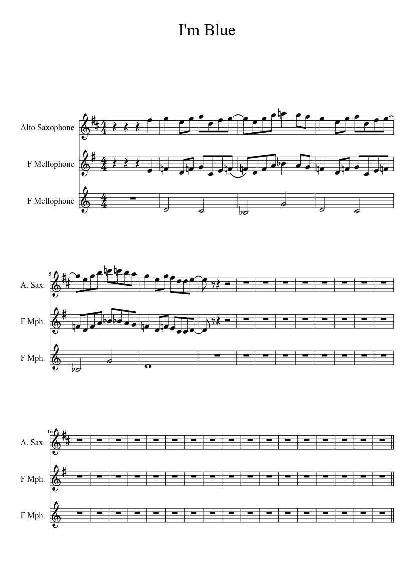 I'm Blue sheet music download free in PDF or MIDI
