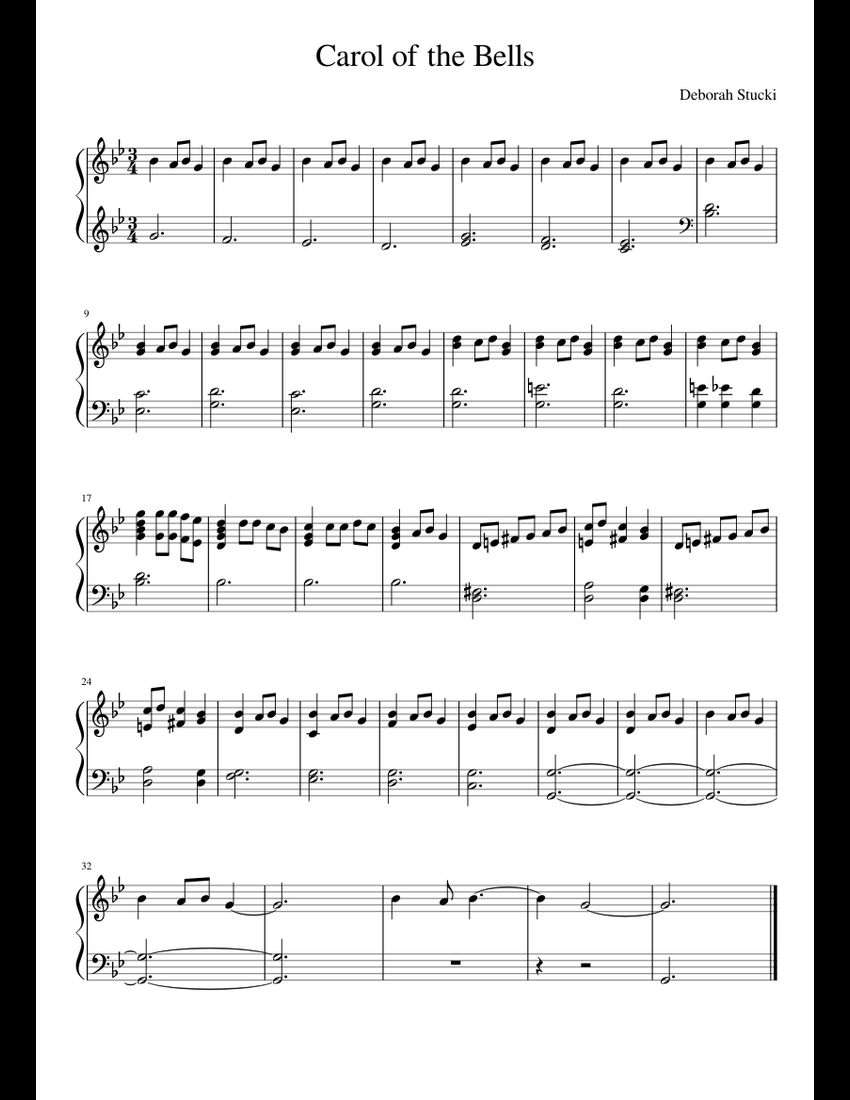 Carol of the Bells sheet music for Piano download free in PDF or MIDI