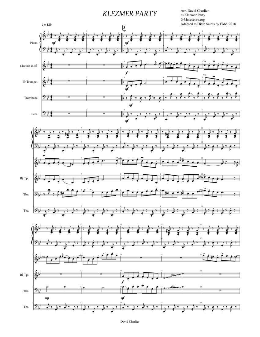 Klezmer Party (Dixieland ensemble) Sheet music for Piano,
