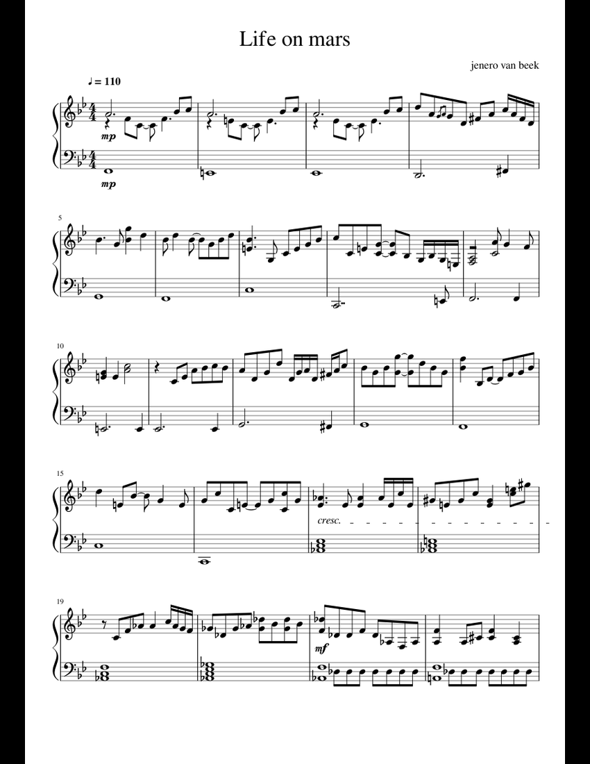 Life on marspiano sheet music for Piano download free in PDF or MIDI
