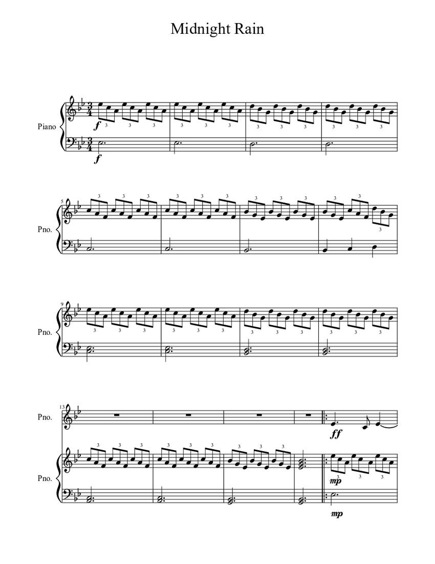 Midnight Rain Sheet music for Piano (Piano Duo) | Musescore.com